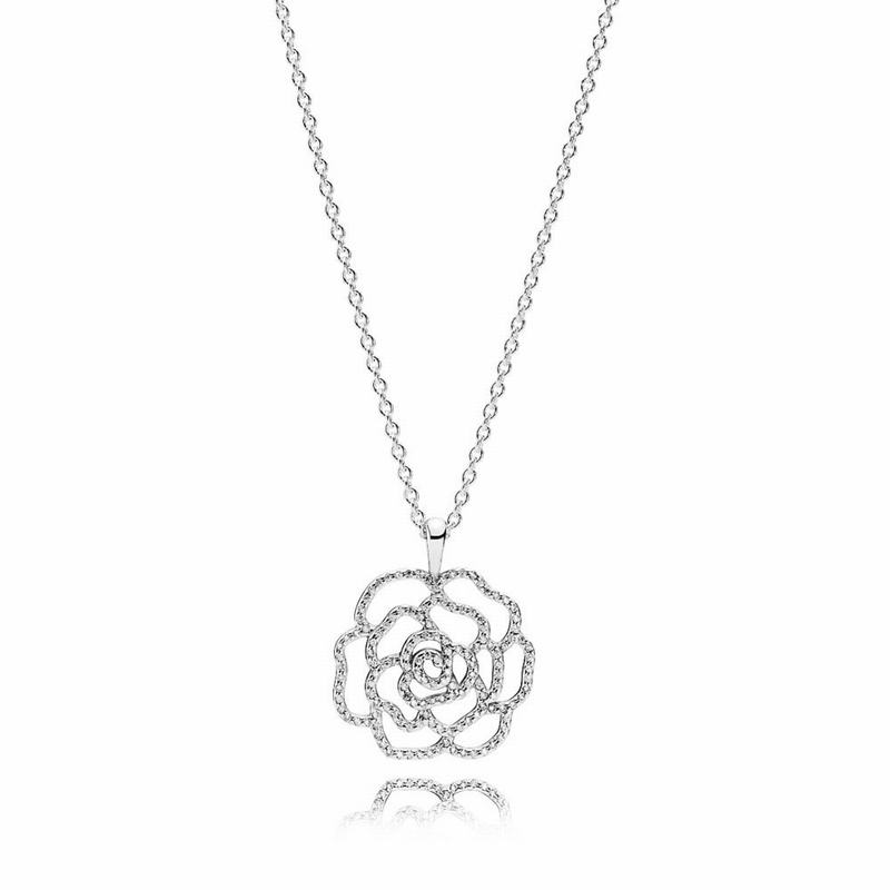 Pandora Shimmering Rose Pendant Necklace Clearance NZ, Sterling Silver (046713-FMZ)